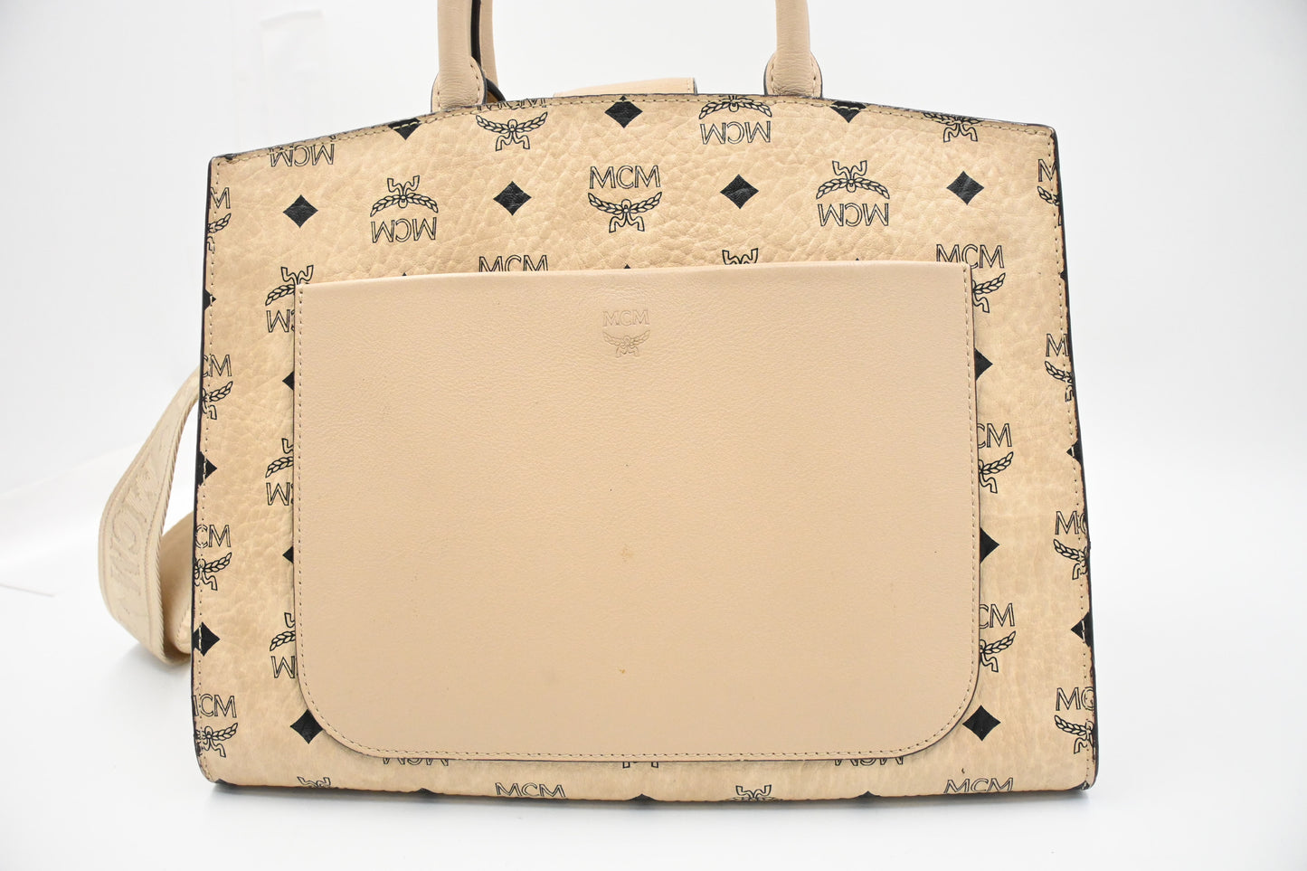 MCM Two Way Bag in Beige Visetos Canvas