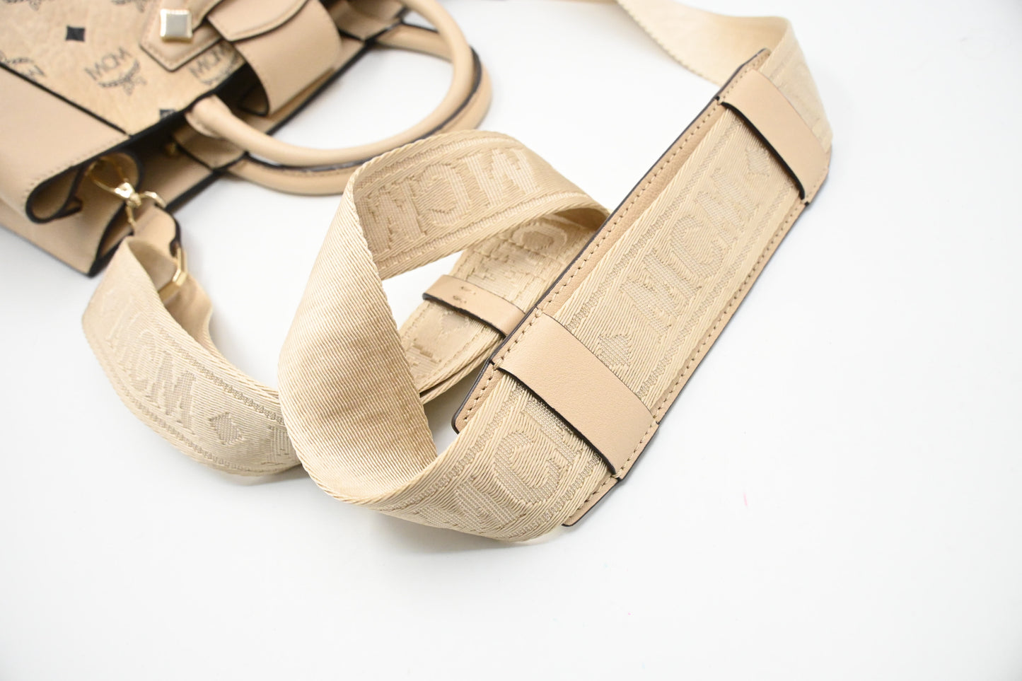 MCM Two Way Bag in Beige Visetos Canvas