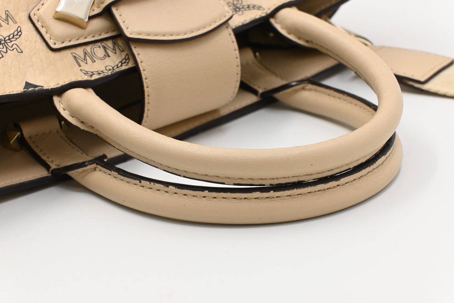 MCM Two Way Bag in Beige Visetos Canvas