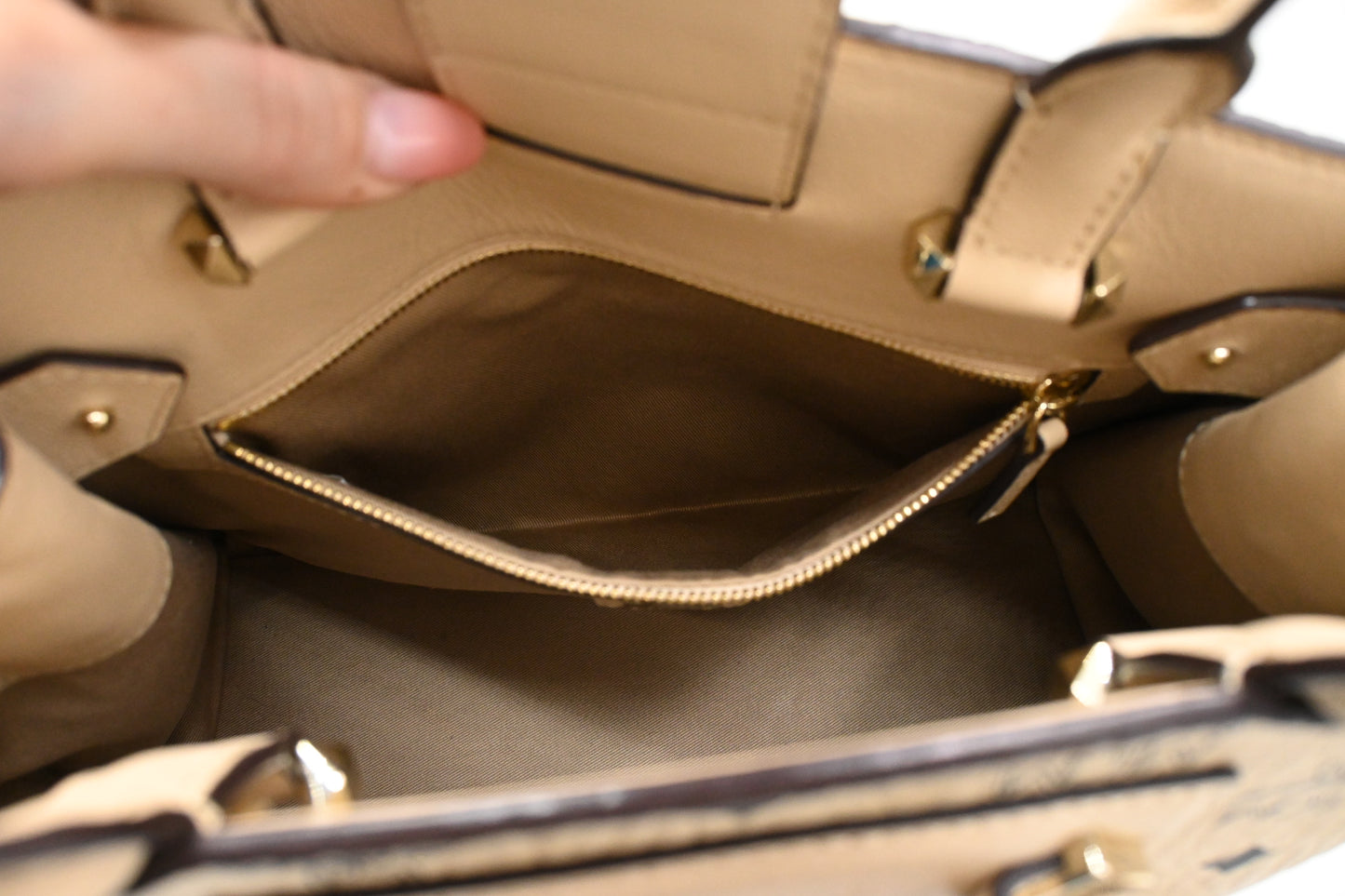 MCM Two Way Bag in Beige Visetos Canvas