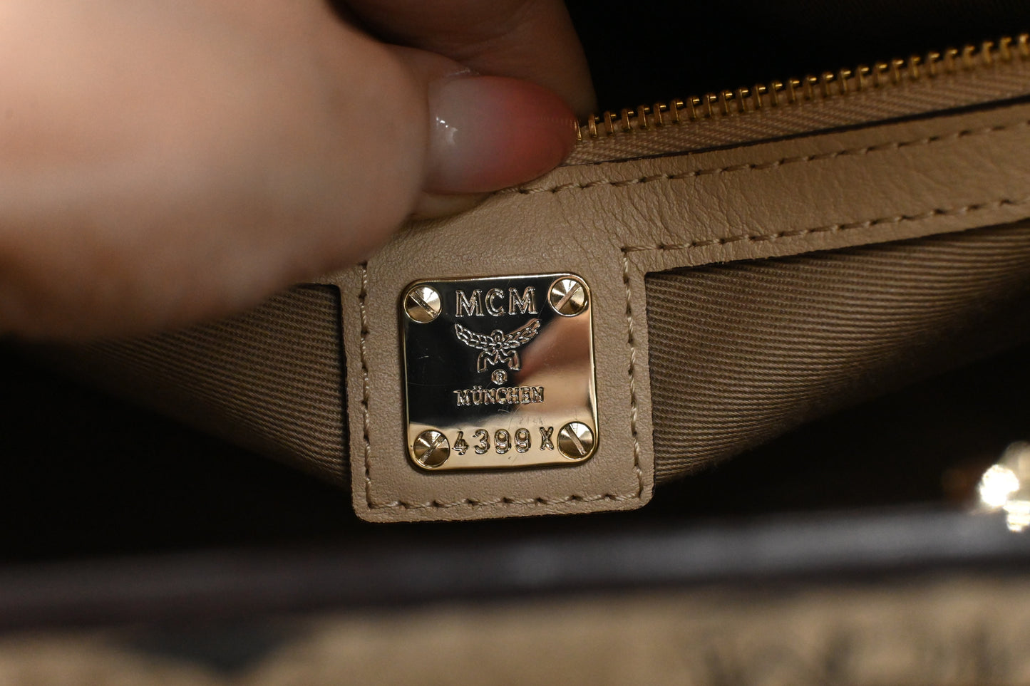 MCM Two Way Bag in Beige Visetos Canvas