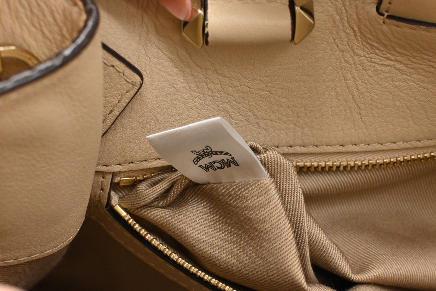 MCM Two Way Bag in Beige Visetos Canvas