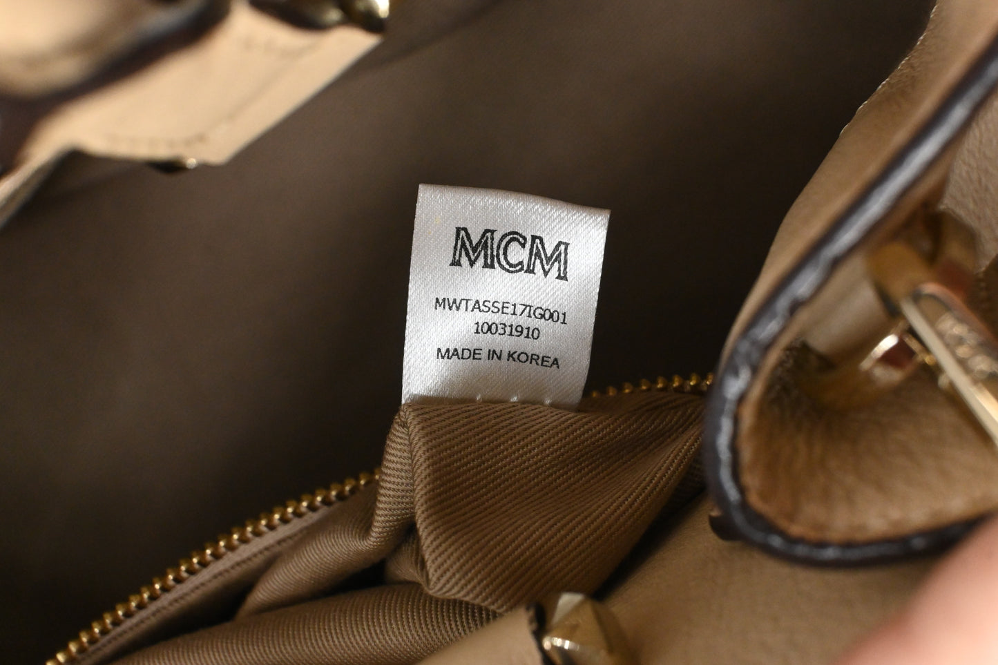 MCM Two Way Bag in Beige Visetos Canvas