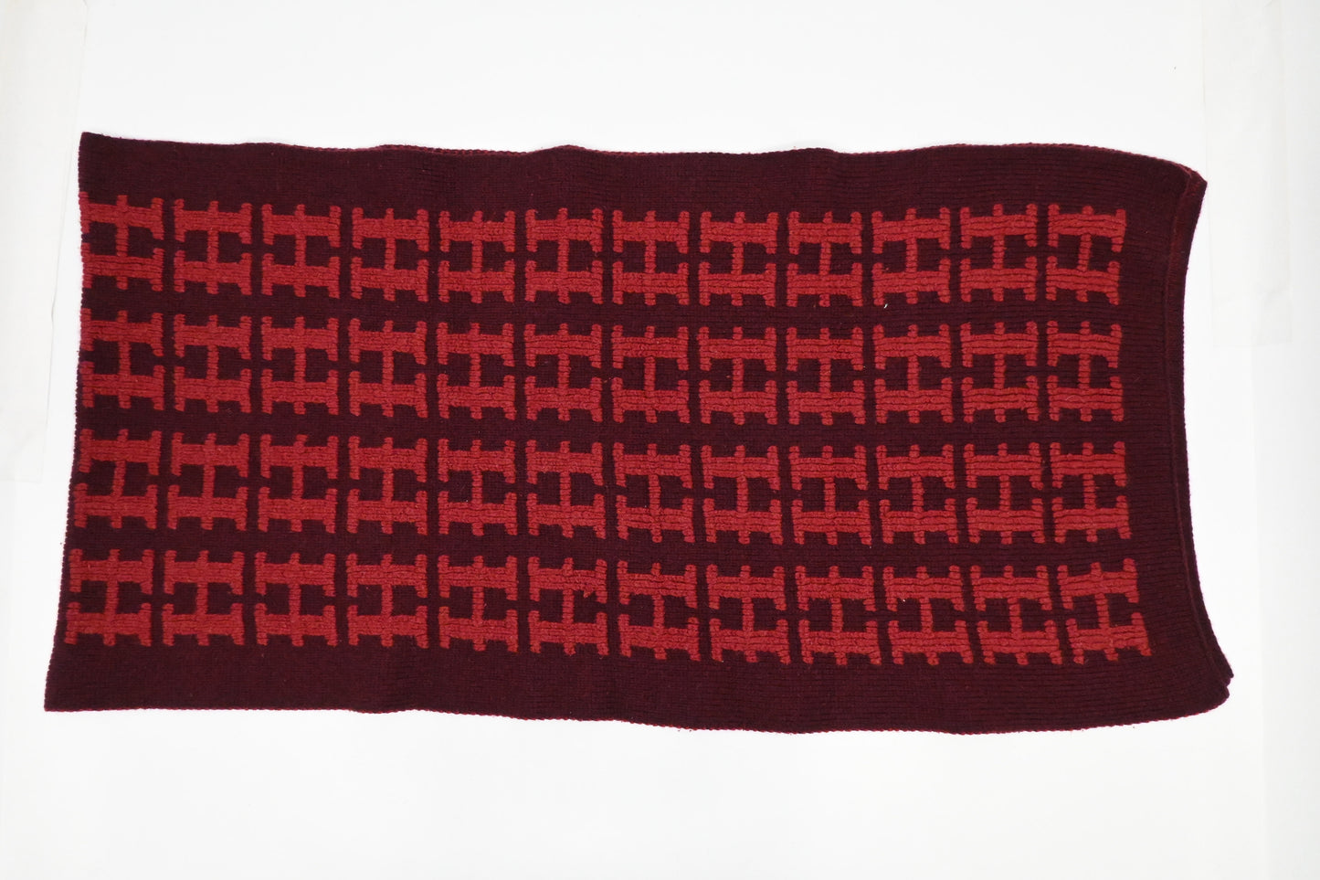 Hermes Scarf in Burgundy and Red Cashmere