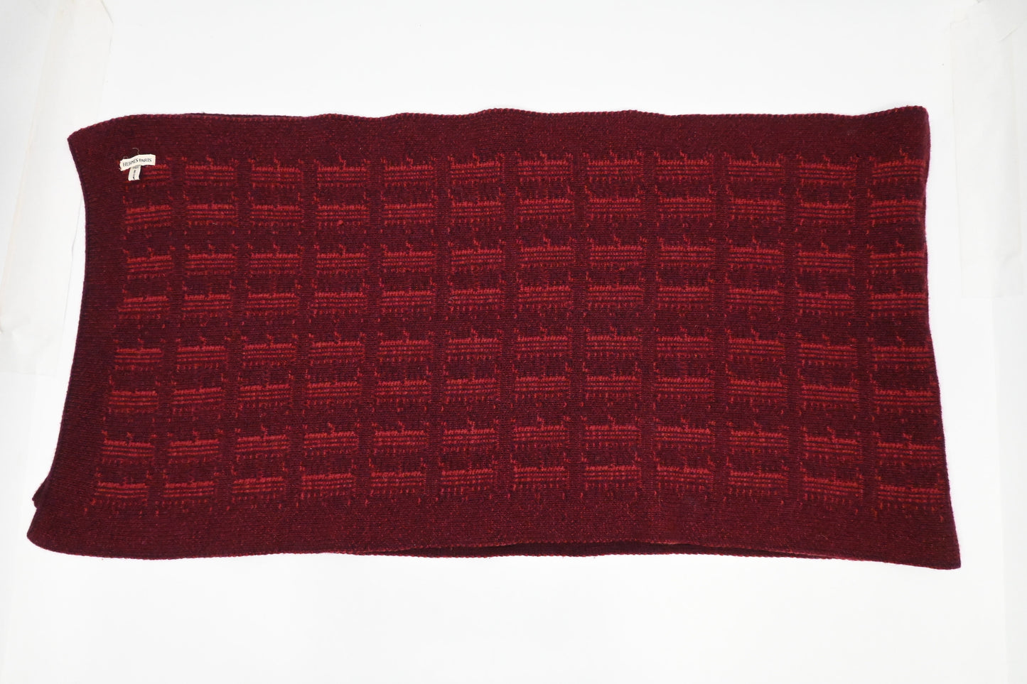 Hermes Scarf in Burgundy and Red Cashmere
