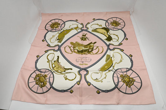 Hermes 'Springs' Carre 90 in Pink Silk