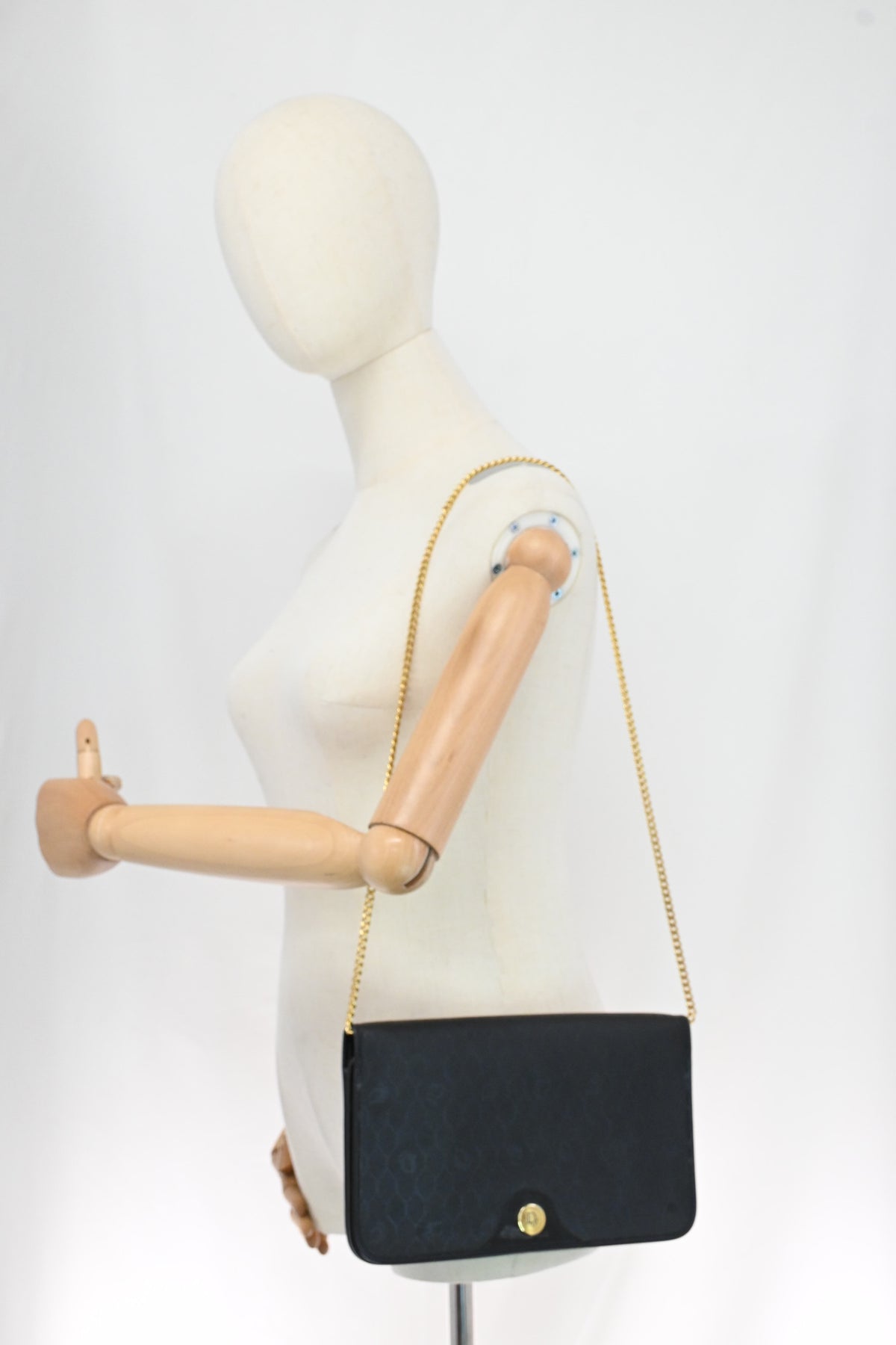 Dior Chain Shoulder Bag in Black Honeycomb Canvas