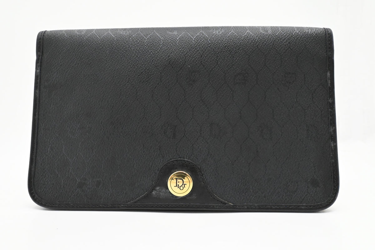 Dior Chain Shoulder Bag in Black Honeycomb Canvas