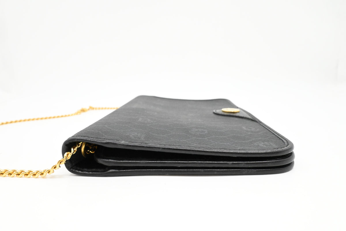 Dior Chain Shoulder Bag in Black Honeycomb Canvas