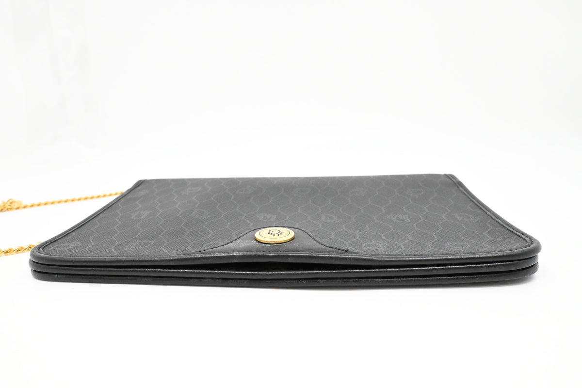 Dior Chain Shoulder Bag in Black Honeycomb Canvas