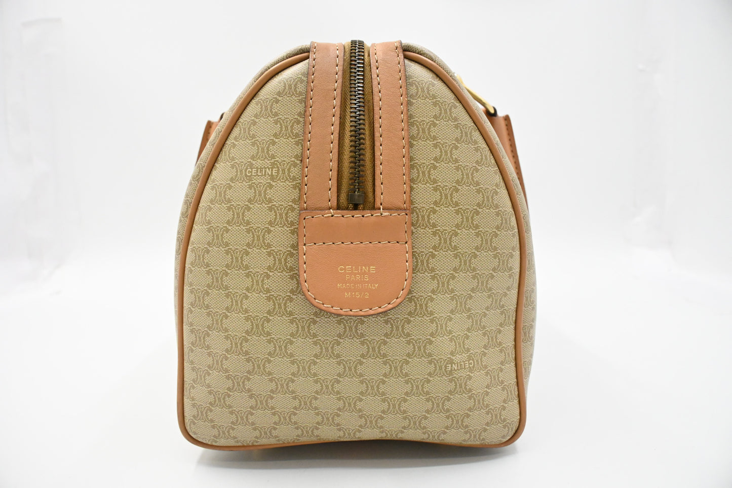 Celine Boston Bag in Beige Macadam Coated Canvas