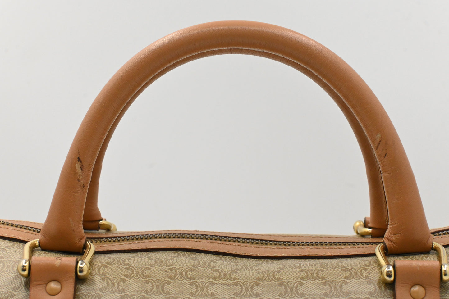 Celine Boston Bag in Beige Macadam Coated Canvas