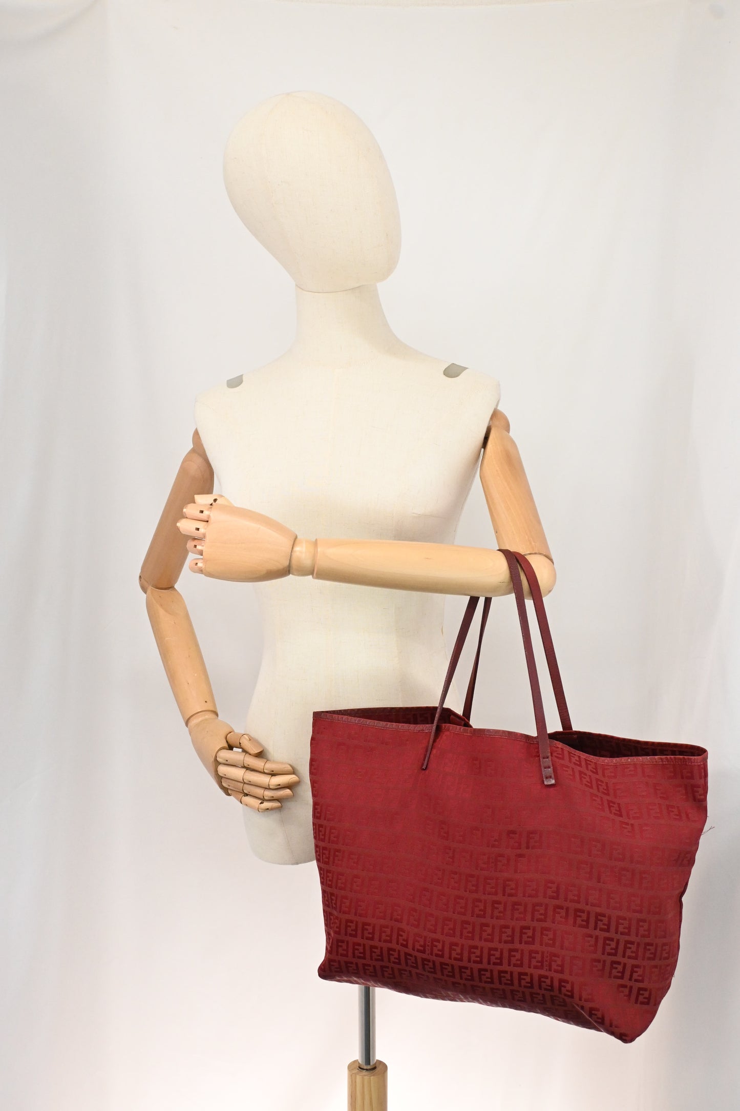 Fendi Tote Bag in Red Zuccino Canvas