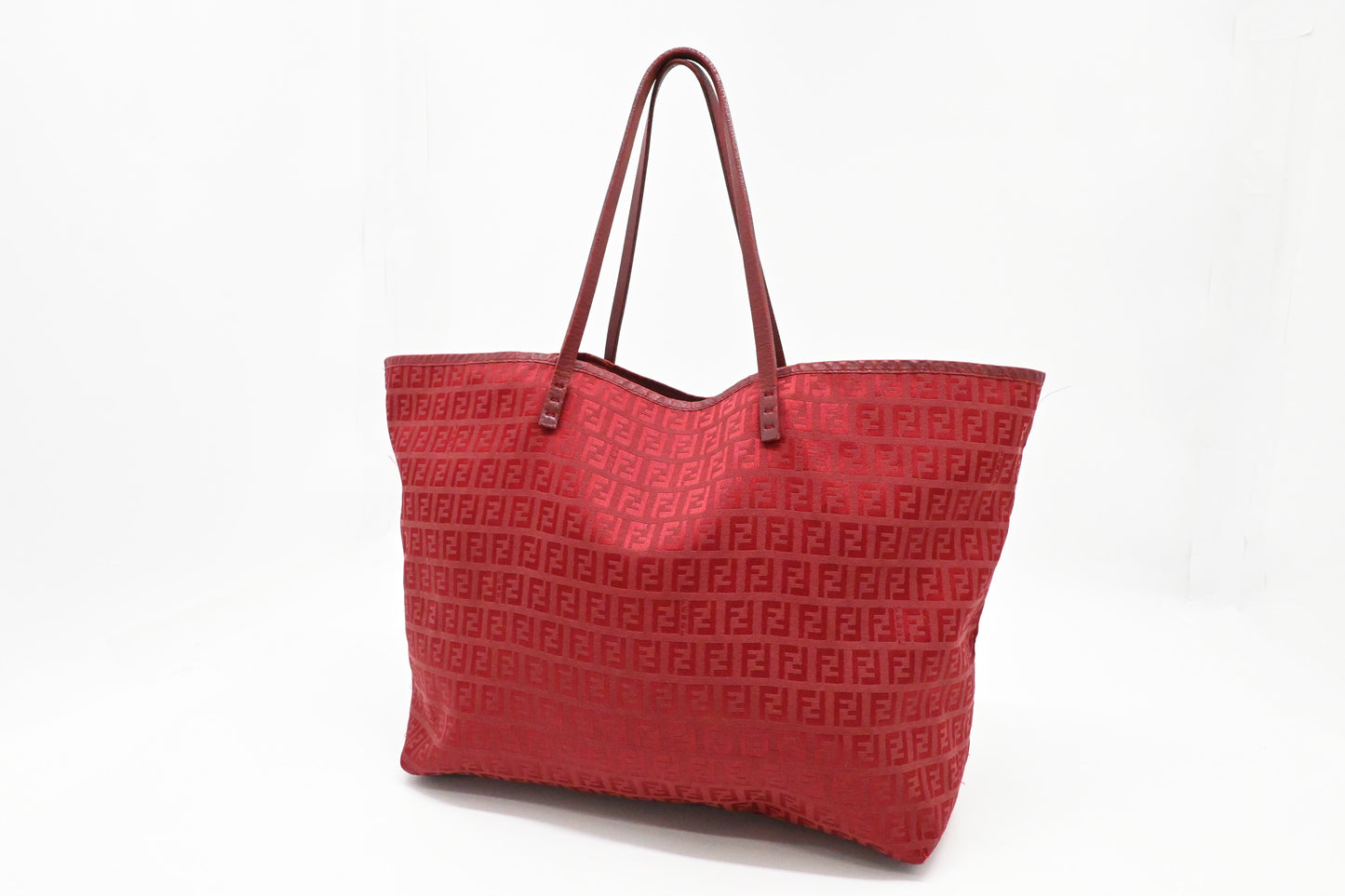 Fendi Tote Bag in Red Zuccino Canvas