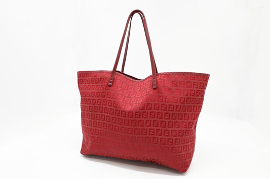 Fendi Tote Bag in Red Zuccino Canvas