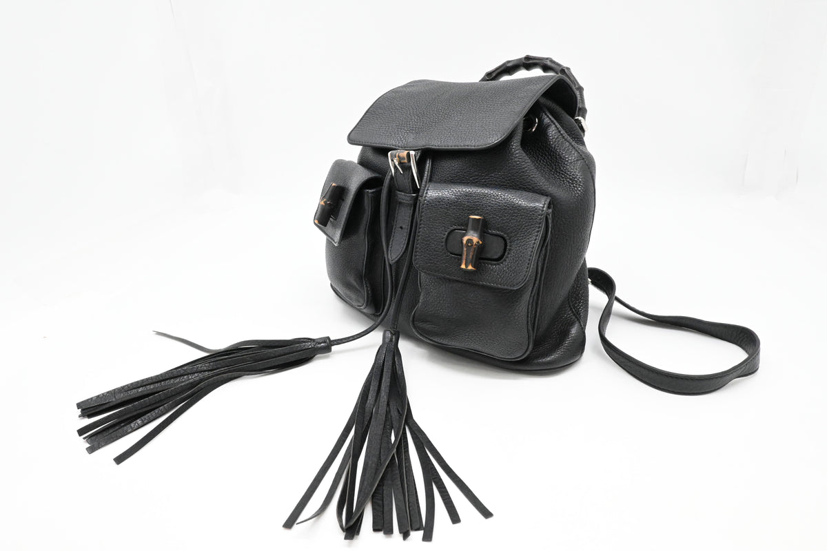 Gucci Bamboo Backpack in Black Leather