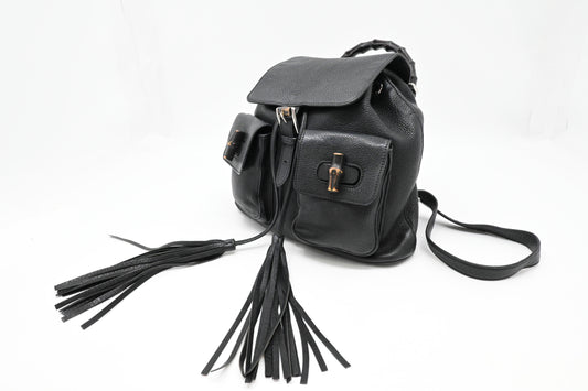 Gucci Bamboo Backpack in Black Leather