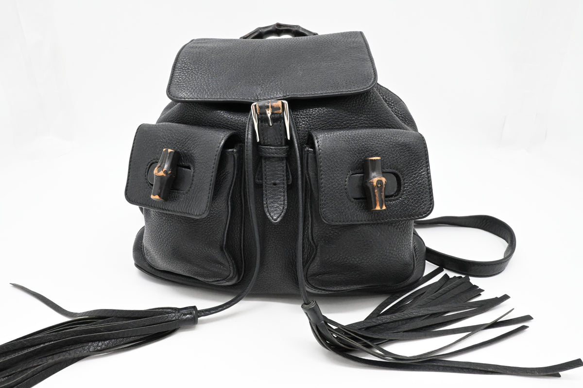 Gucci Bamboo Backpack in Black Leather