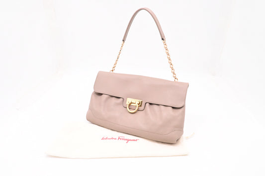 Ferragamo Shoulder in Greige Leather