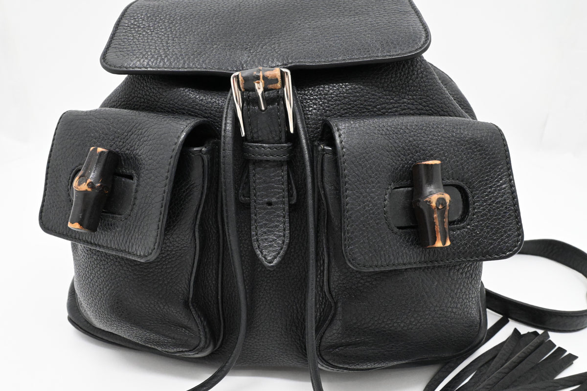 Gucci Bamboo Backpack in Black Leather