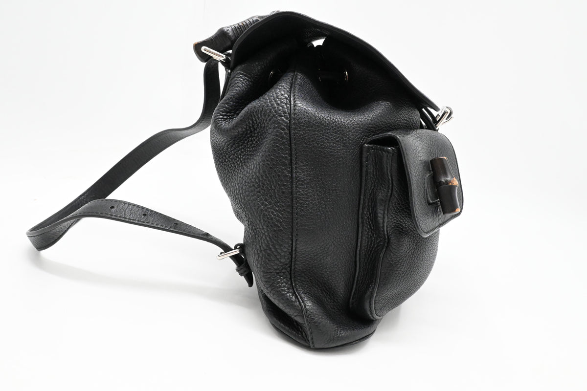 Gucci Bamboo Backpack in Black Leather