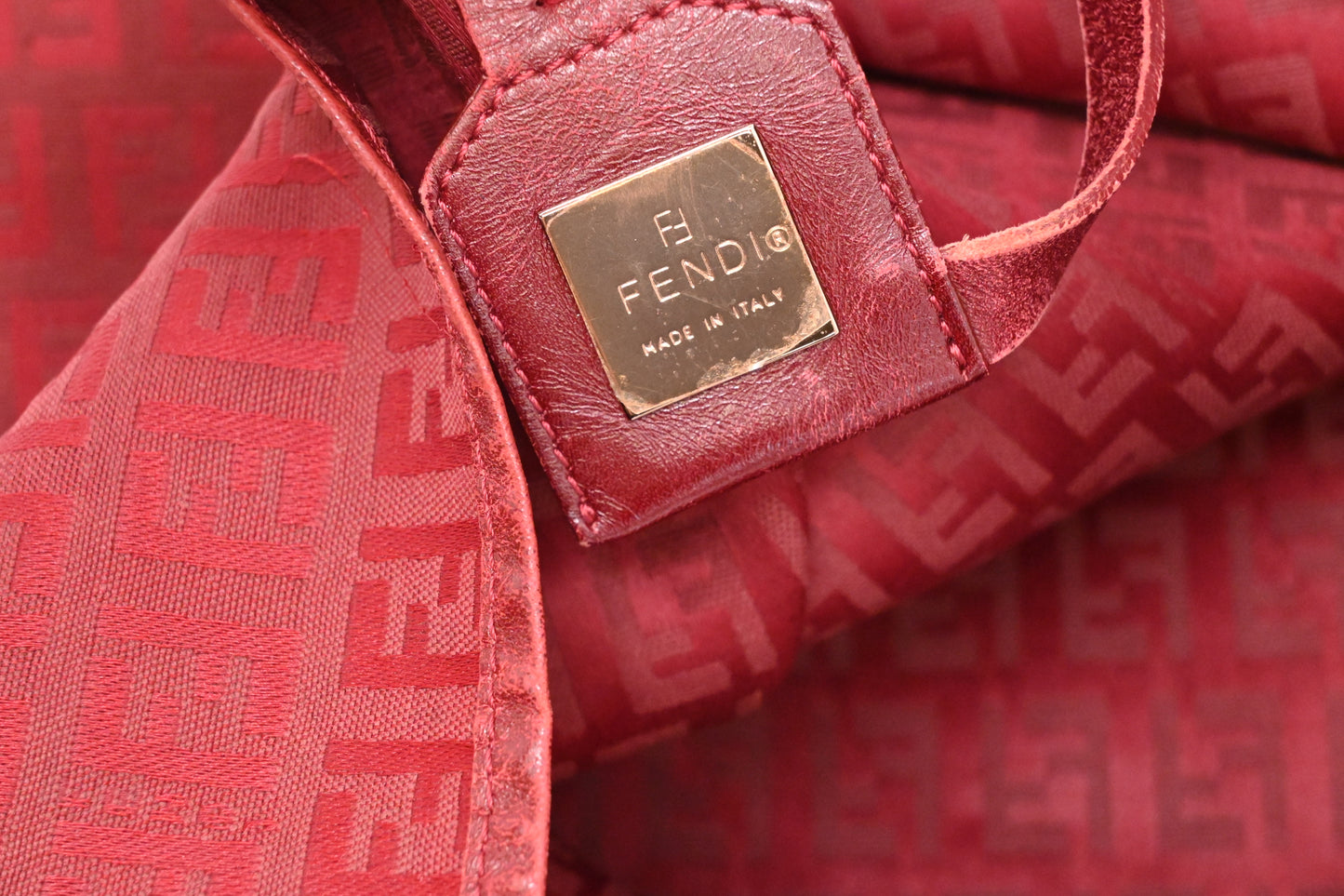 Fendi Tote Bag in Red Zuccino Canvas