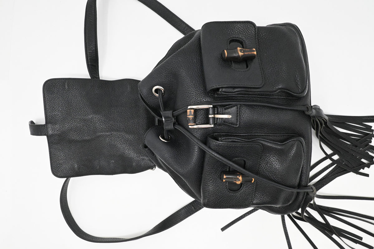 Gucci Bamboo Backpack in Black Leather