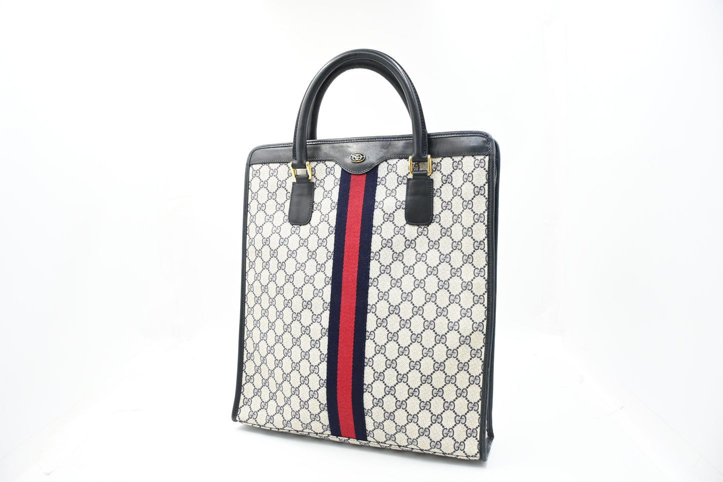 Gucci Sherry Tote in Navy Blue GG Supreme Canvas