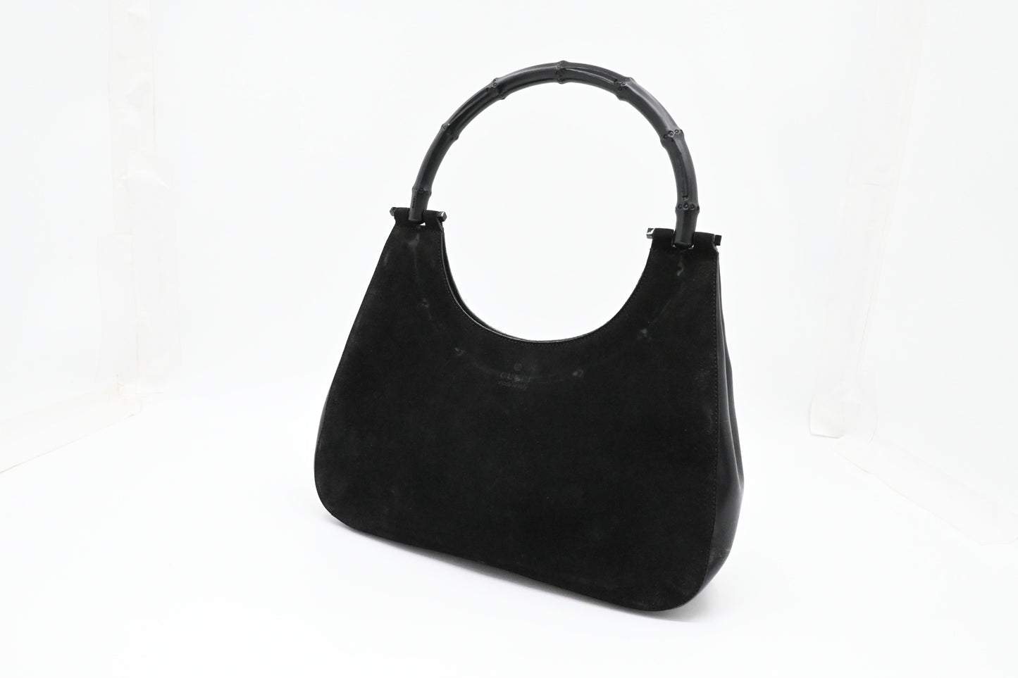 Gucci Bamboo Shoulder Bag in Black Suede