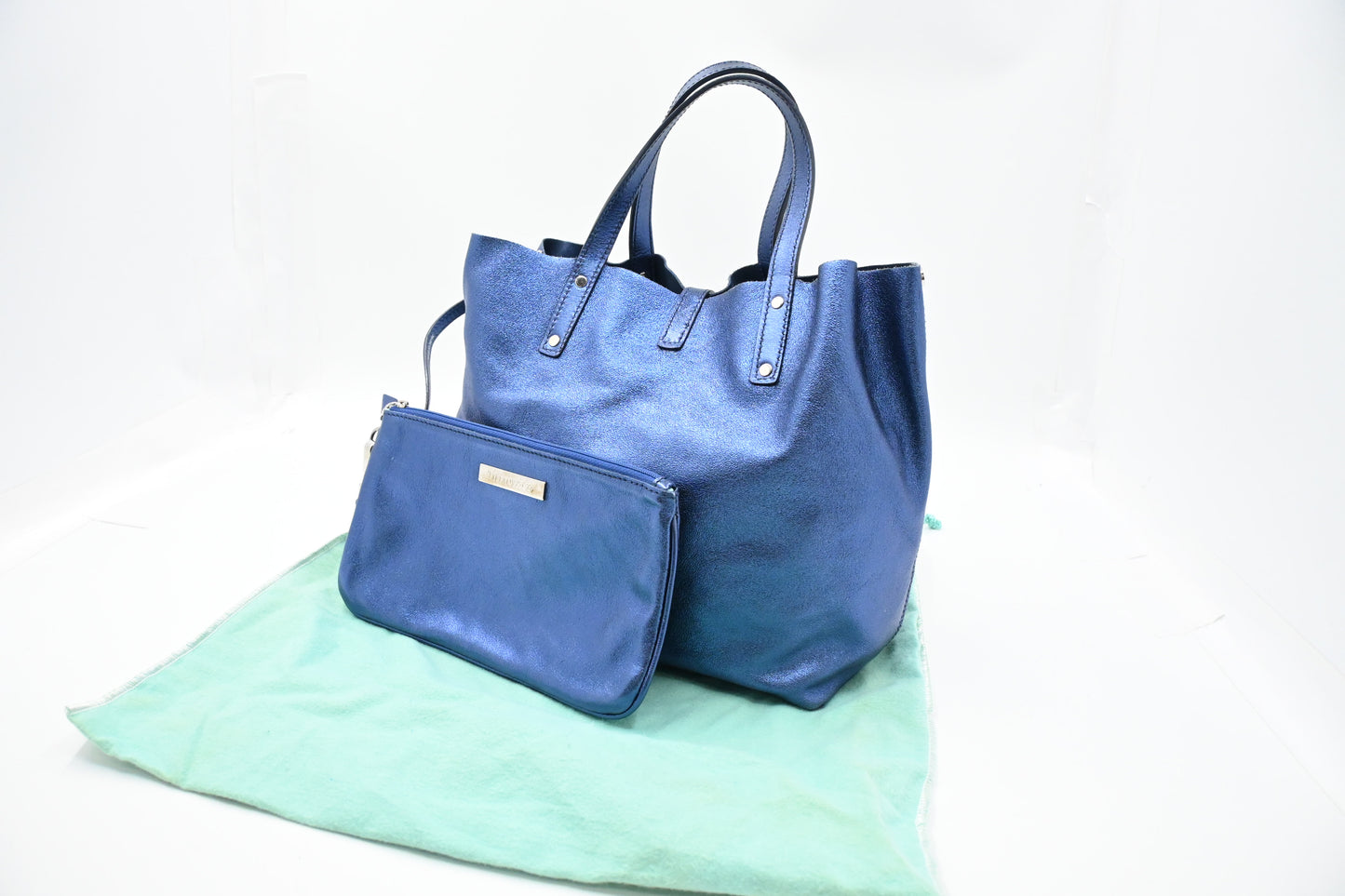 Tiffany & Co. Reversible Tote in Metallic Blue Leather