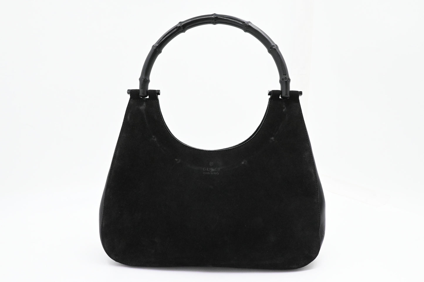 Gucci Bamboo Shoulder Bag in Black Suede