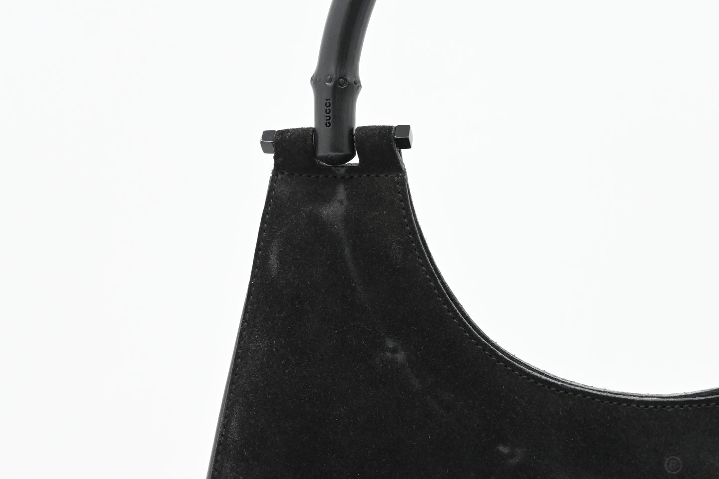 Gucci Bamboo Shoulder Bag in Black Suede