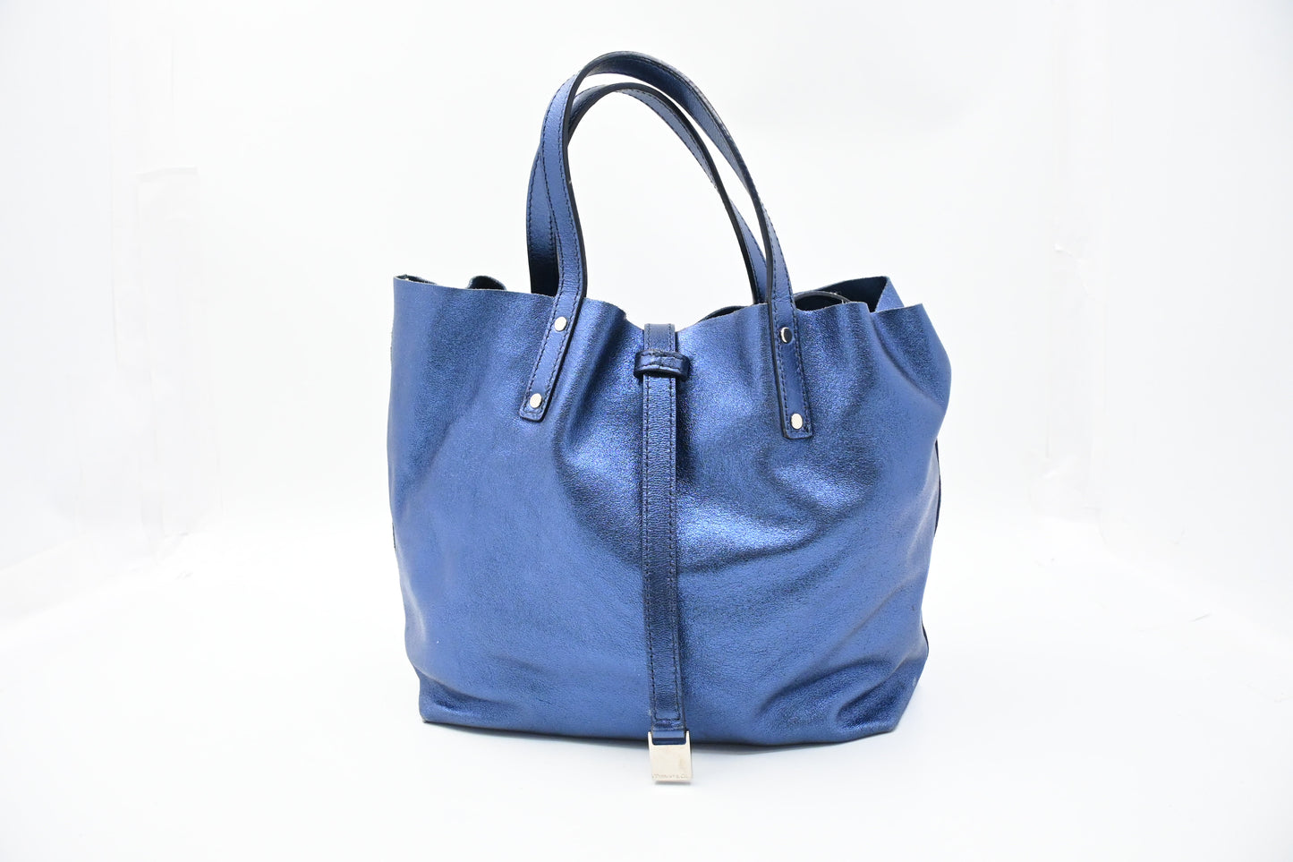 Tiffany & Co. Reversible Tote in Metallic Blue Leather