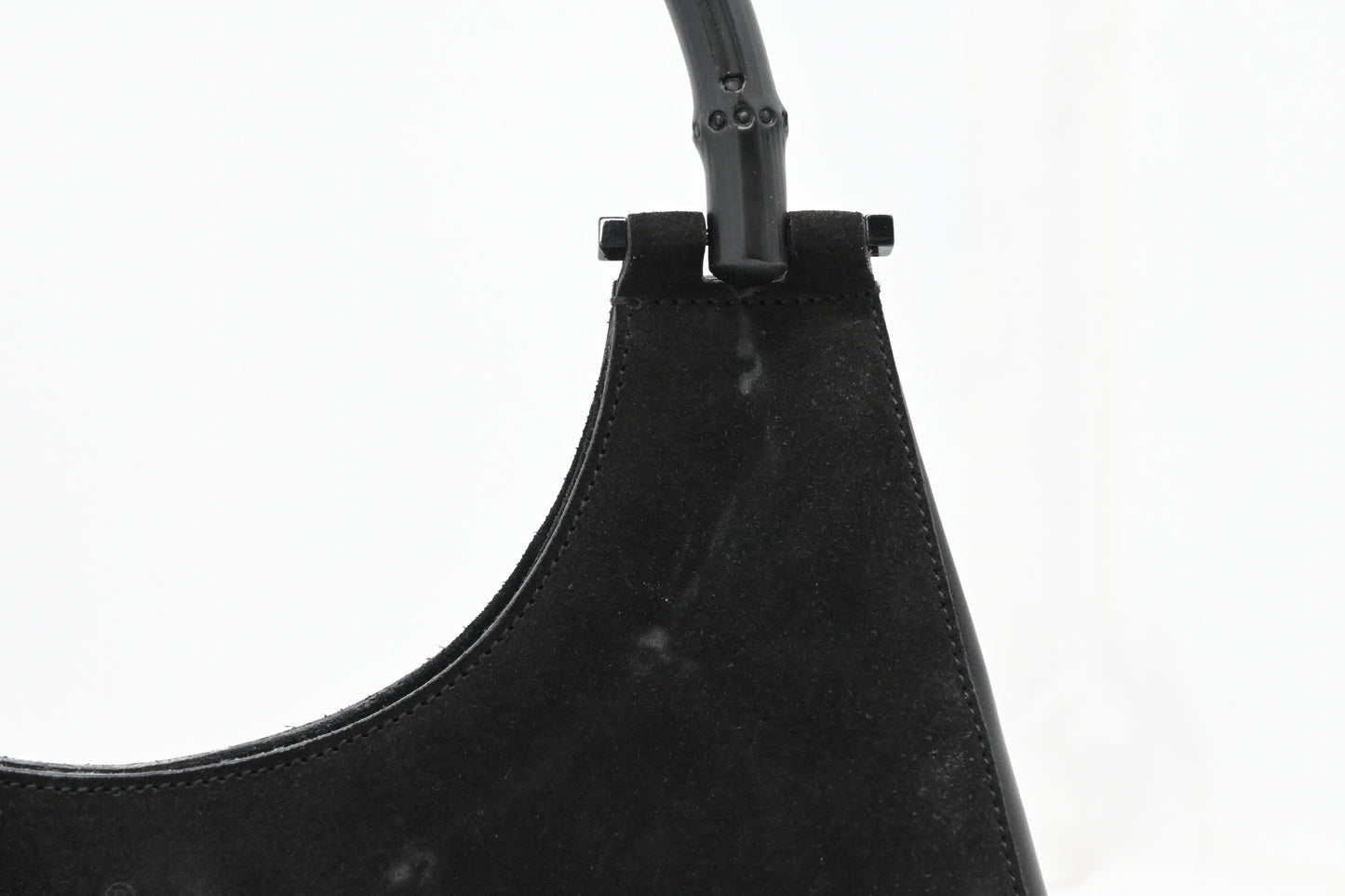 Gucci Bamboo Shoulder Bag in Black Suede