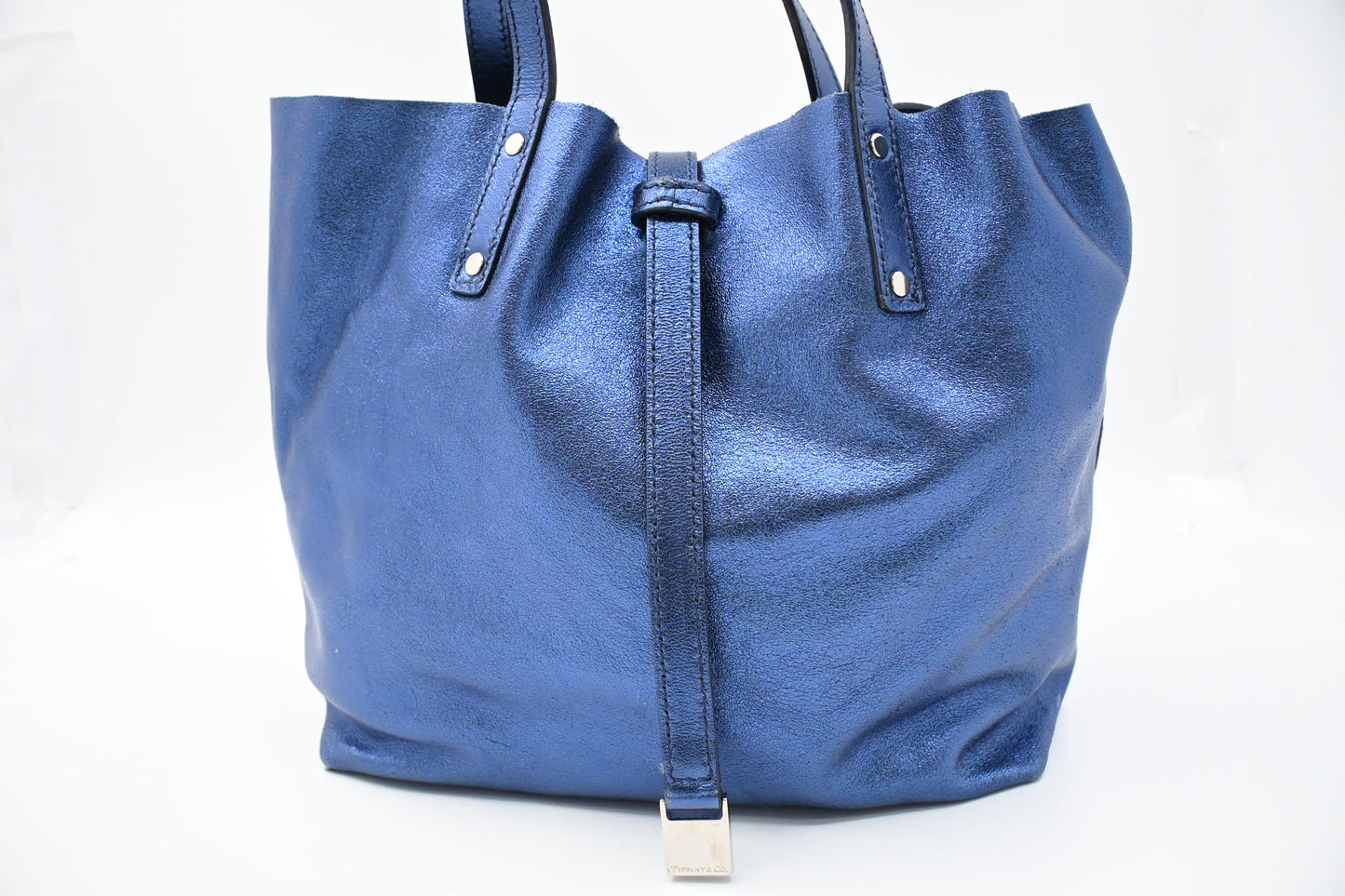 Tiffany & Co. Reversible Tote in Metallic Blue Leather
