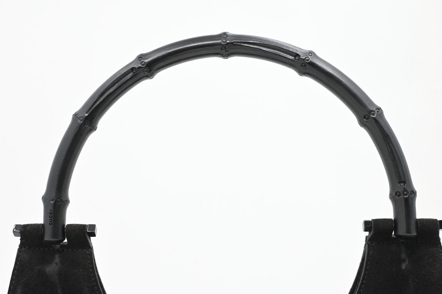 Gucci Bamboo Shoulder Bag in Black Suede
