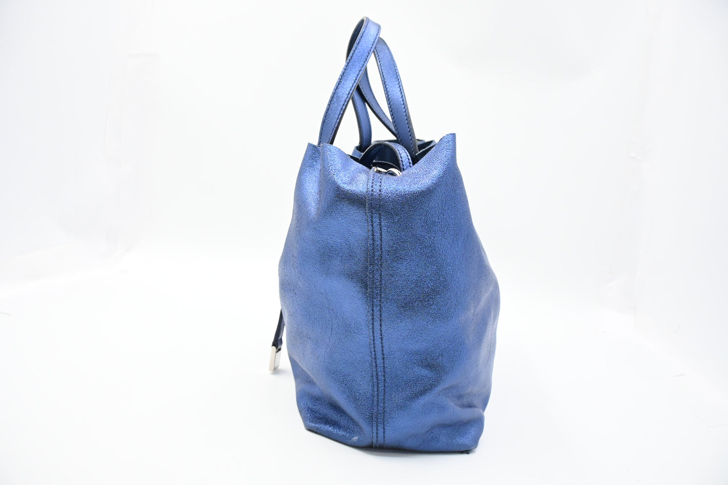 Tiffany & Co. Reversible Tote in Metallic Blue Leather
