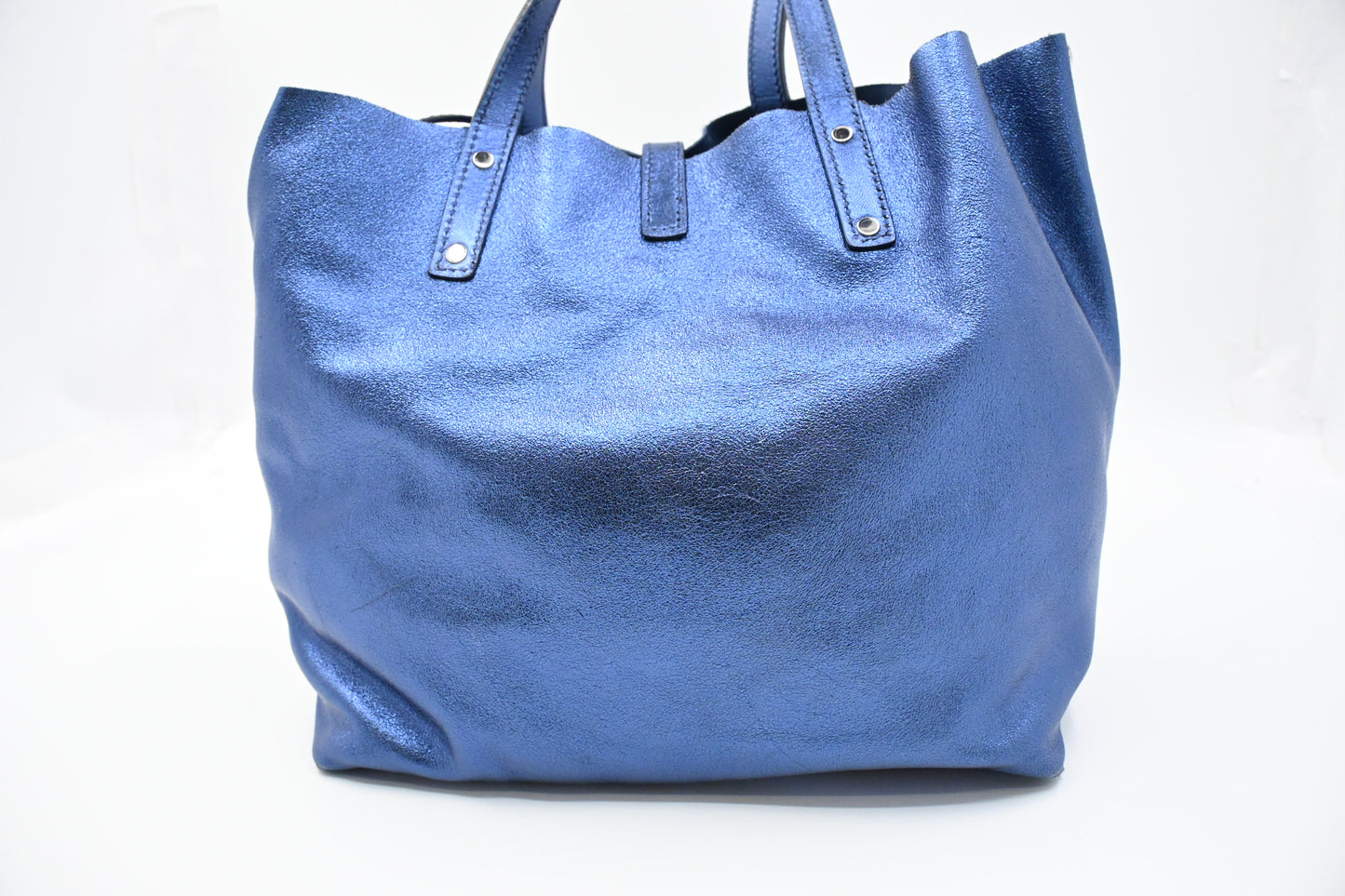 Tiffany & Co. Reversible Tote in Metallic Blue Leather