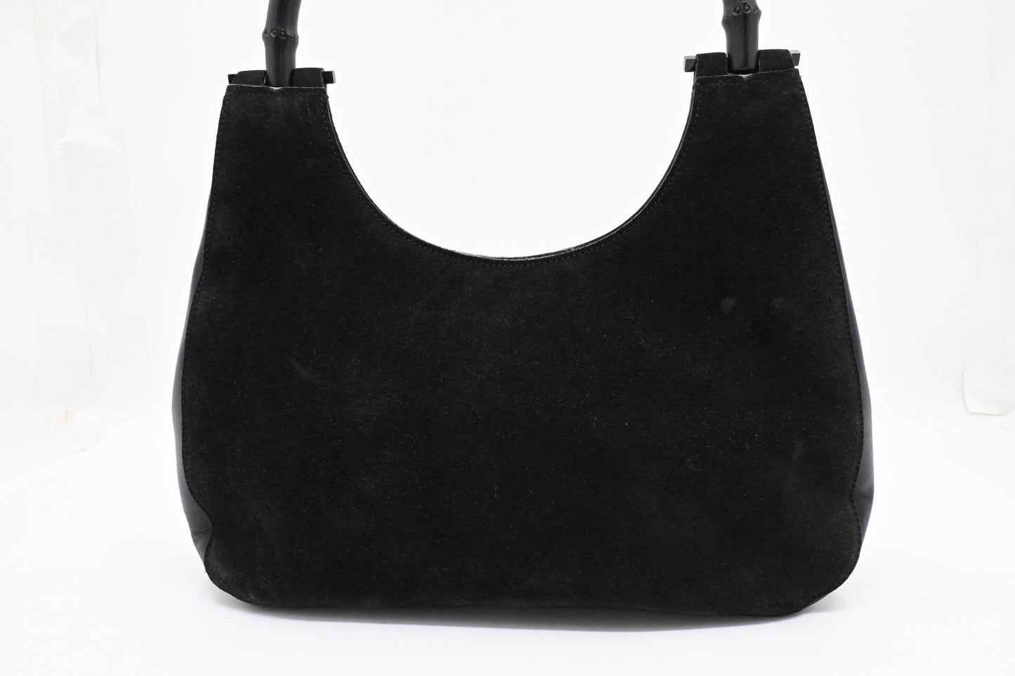 Gucci Bamboo Shoulder Bag in Black Suede