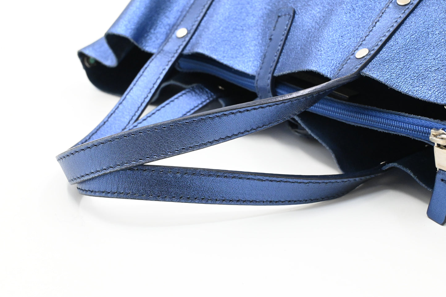 Tiffany & Co. Reversible Tote in Metallic Blue Leather
