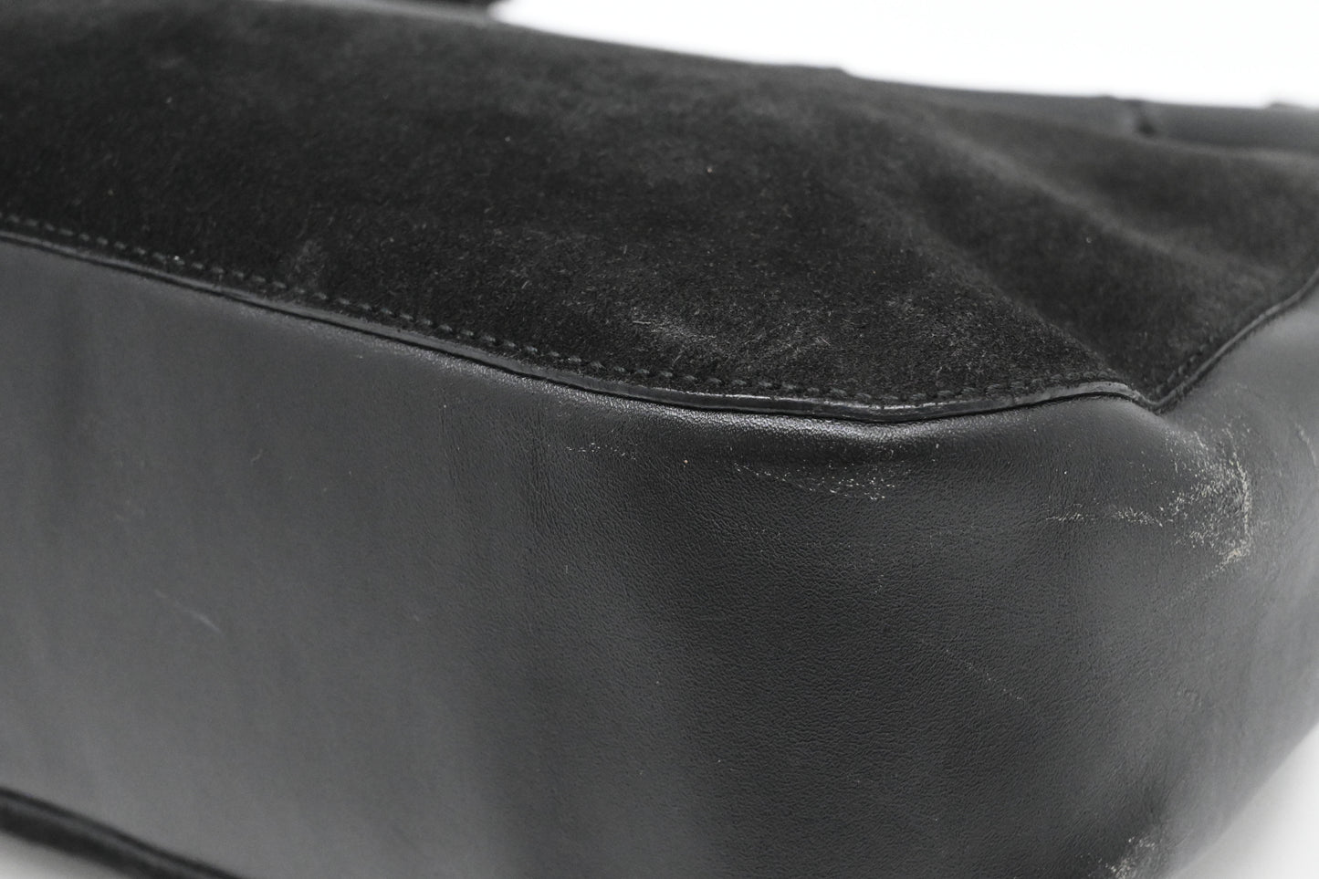 Gucci Bamboo Shoulder Bag in Black Suede