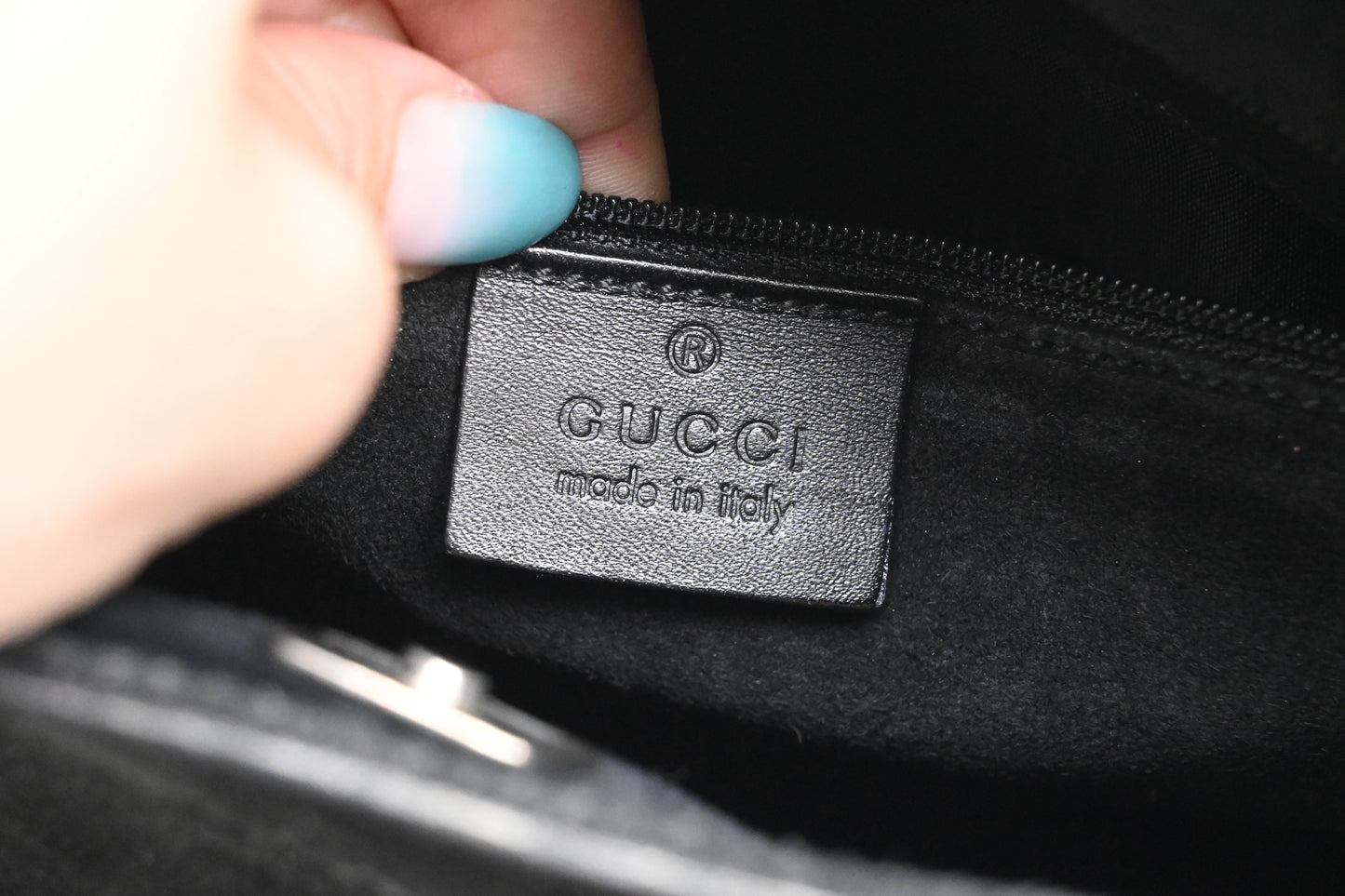 Gucci Bamboo Shoulder Bag in Black Suede