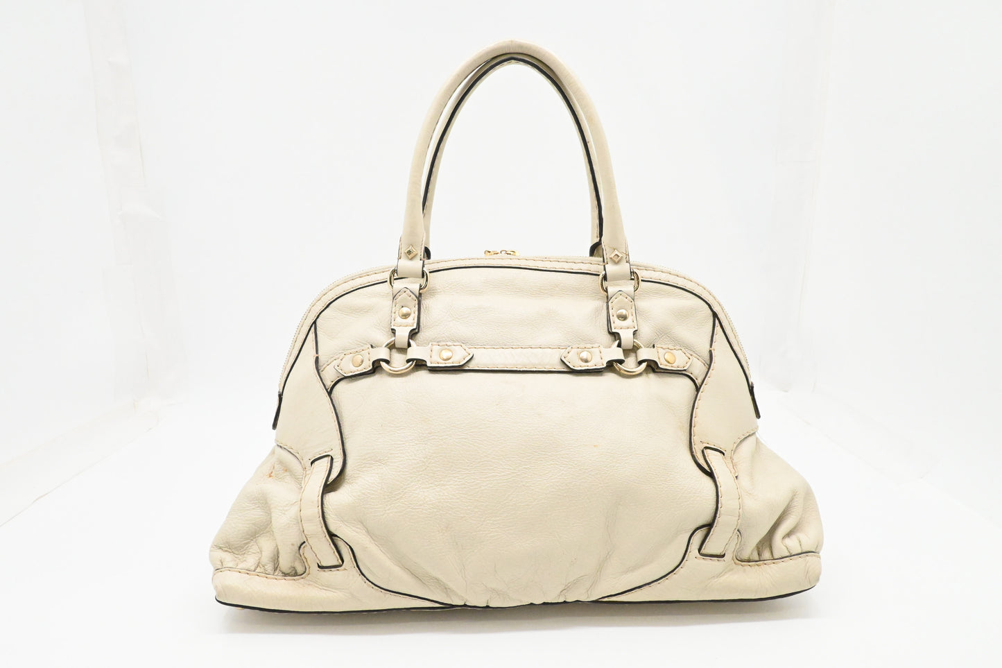 Gucci Horsebit Handbag in Off White Leather