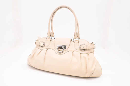 Ferragamo Marisa Shoulder Bag in Cream Leather