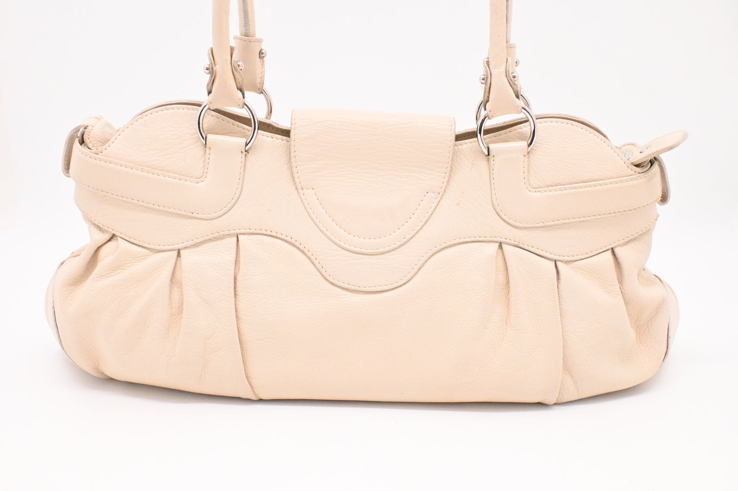Ferragamo Gancini Shoulder Bag in Cream Leather