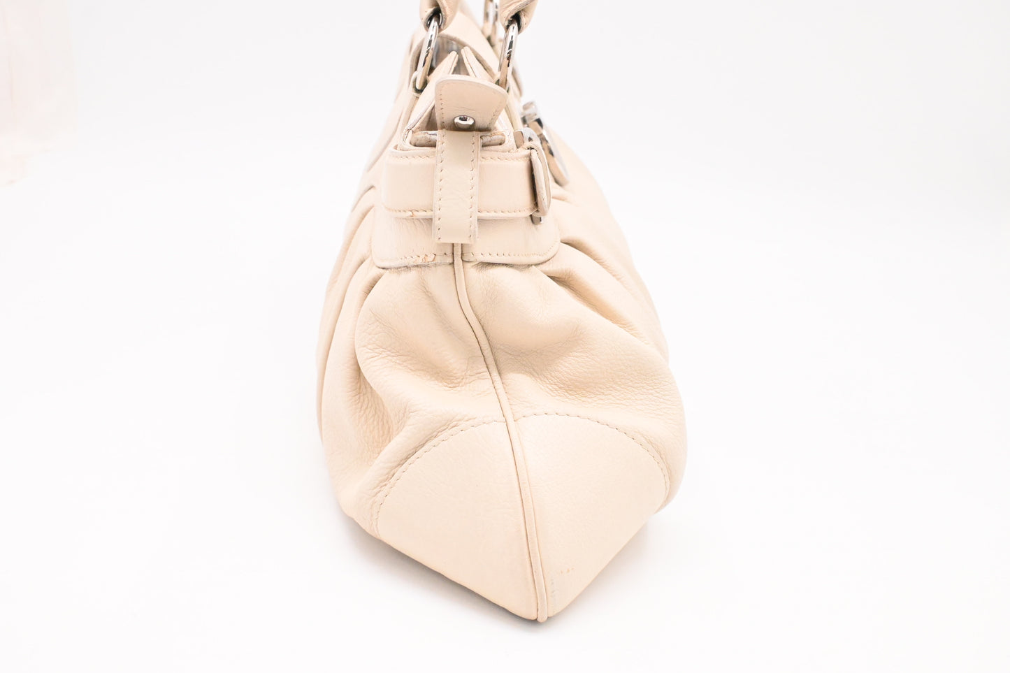 Ferragamo Gancini Shoulder Bag in Cream Leather