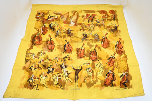 Hermes 'Concerto' Carre 90 in Yellow Silk