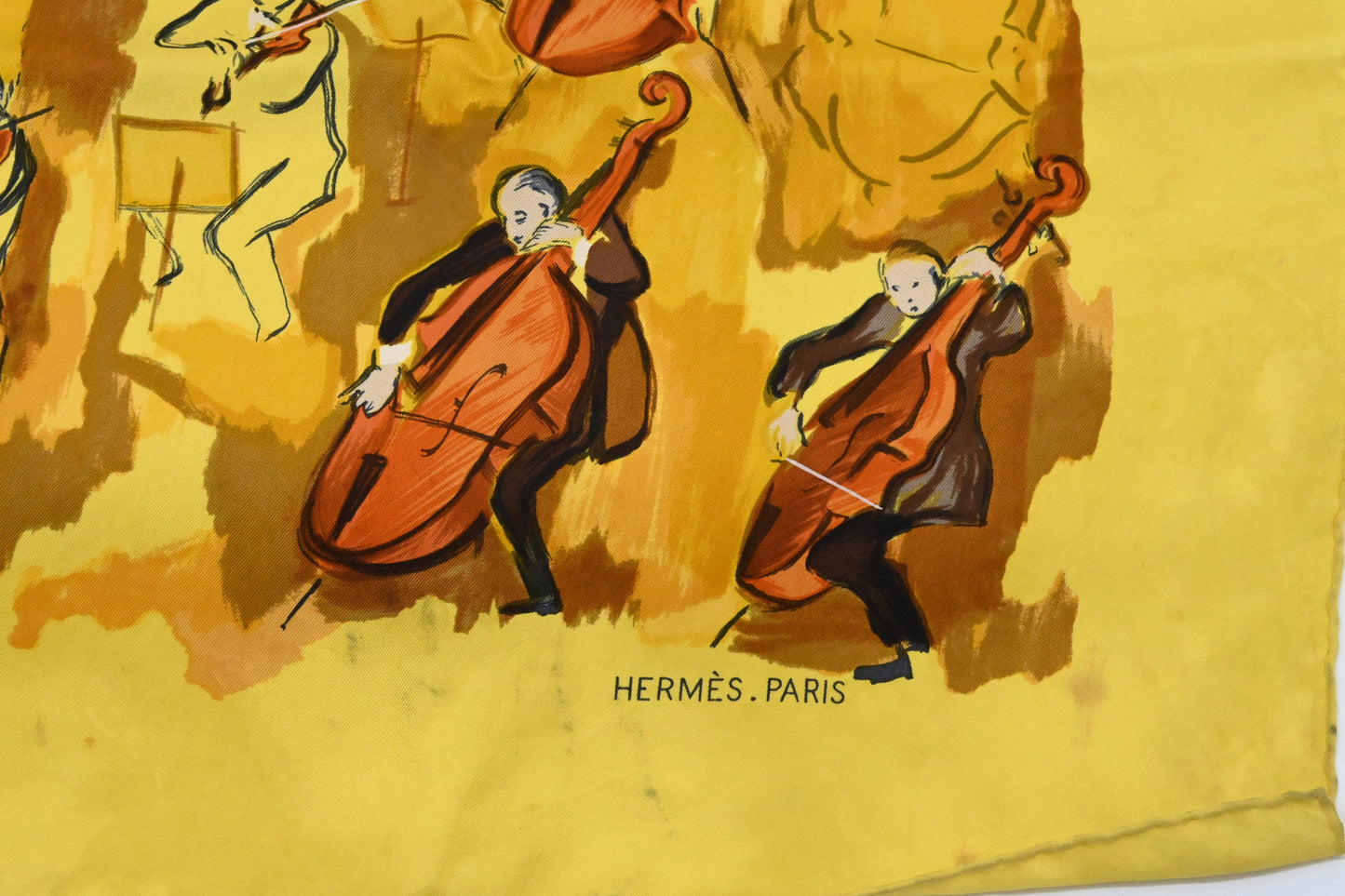 Hermes 'Concerto' Carre 90 in Yellow Silk