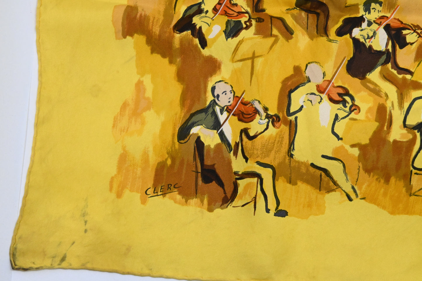Hermes 'Concerto' Carre 90 in Yellow Silk