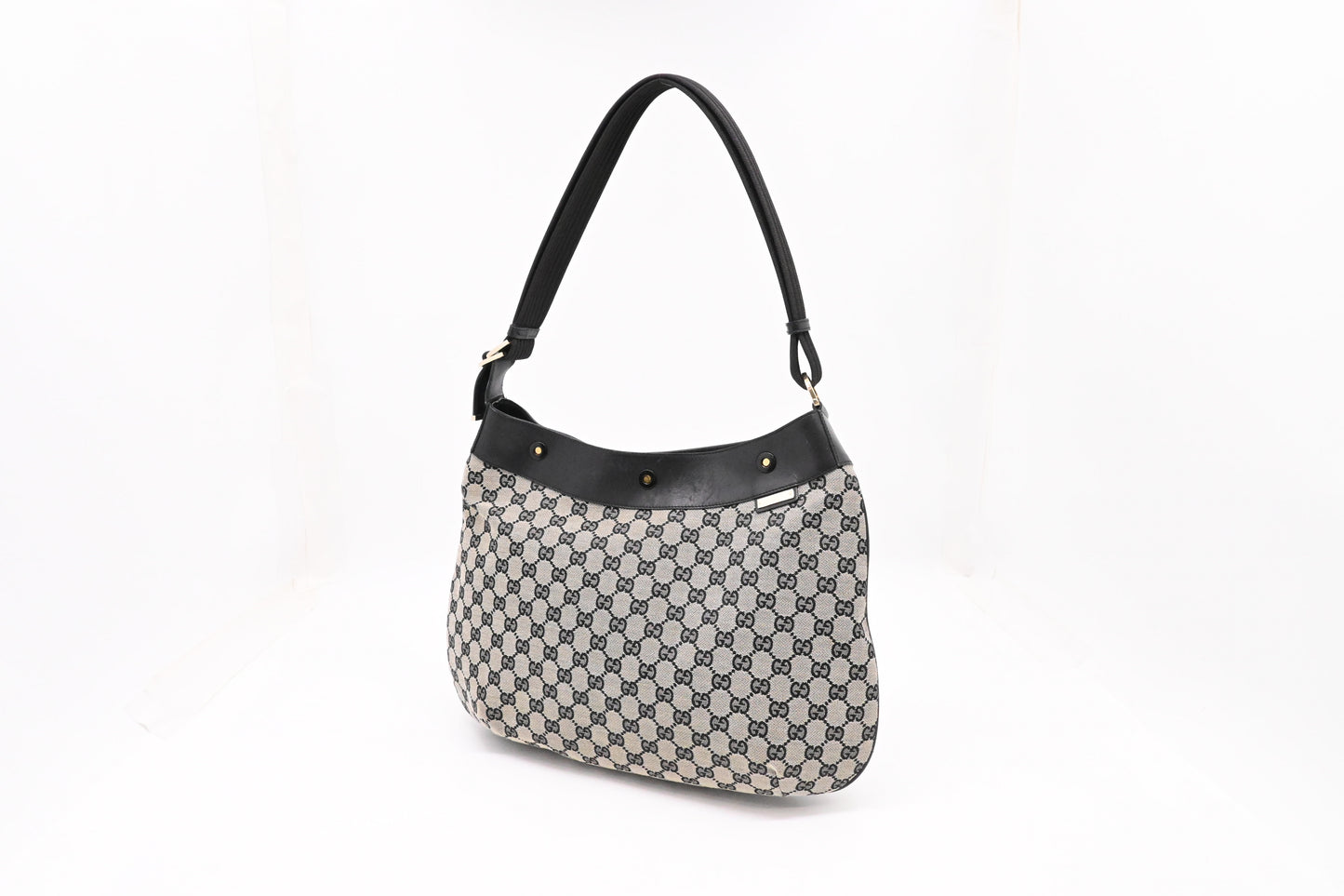 Gucci Structured Hobo Bag in Black and White GG Canvas